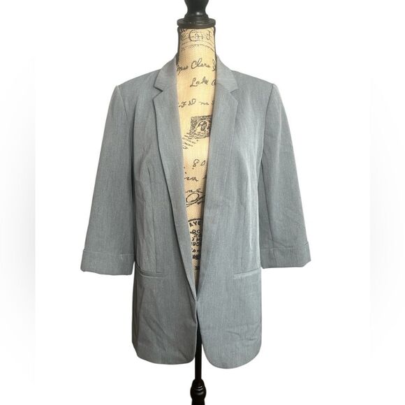 Express Factory silver gray open blazer large preppy office career interview - Picture 1 of 9